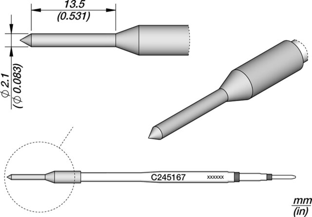 Lötspitze Kunststoff Thermoloch, Durchmesser 2,1 mm, C245167