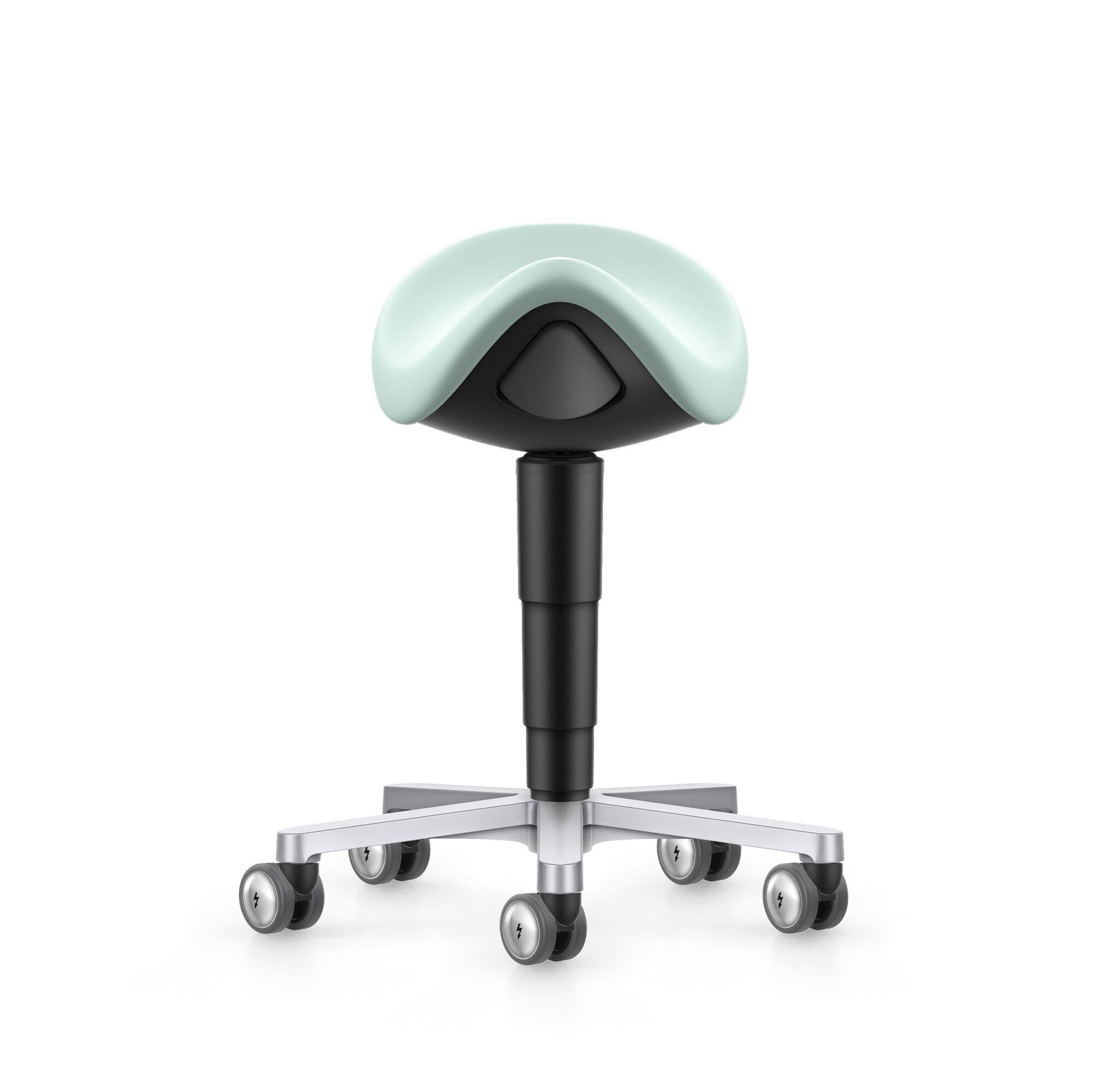 Cleanroom zadelkruk, met wielen, kunstleer Magic mint #zoom-2