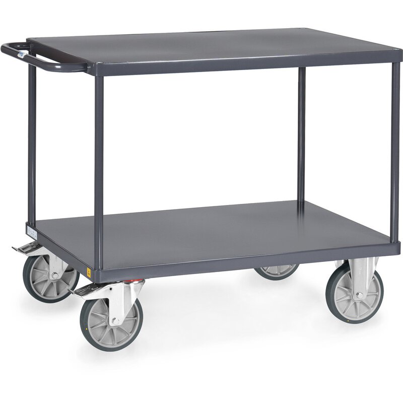 ESD-Tischwagen, Stahlblech-Plattformen bündig, Ladefläche 850 x 500 mm
