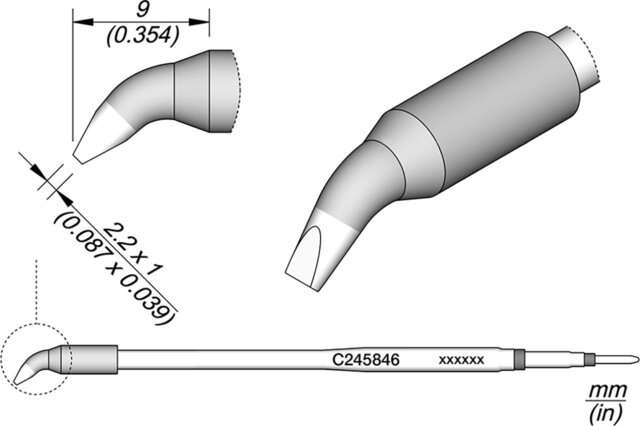 Lötspitze gewinkelt, 2,2 x 1 mm, C245846