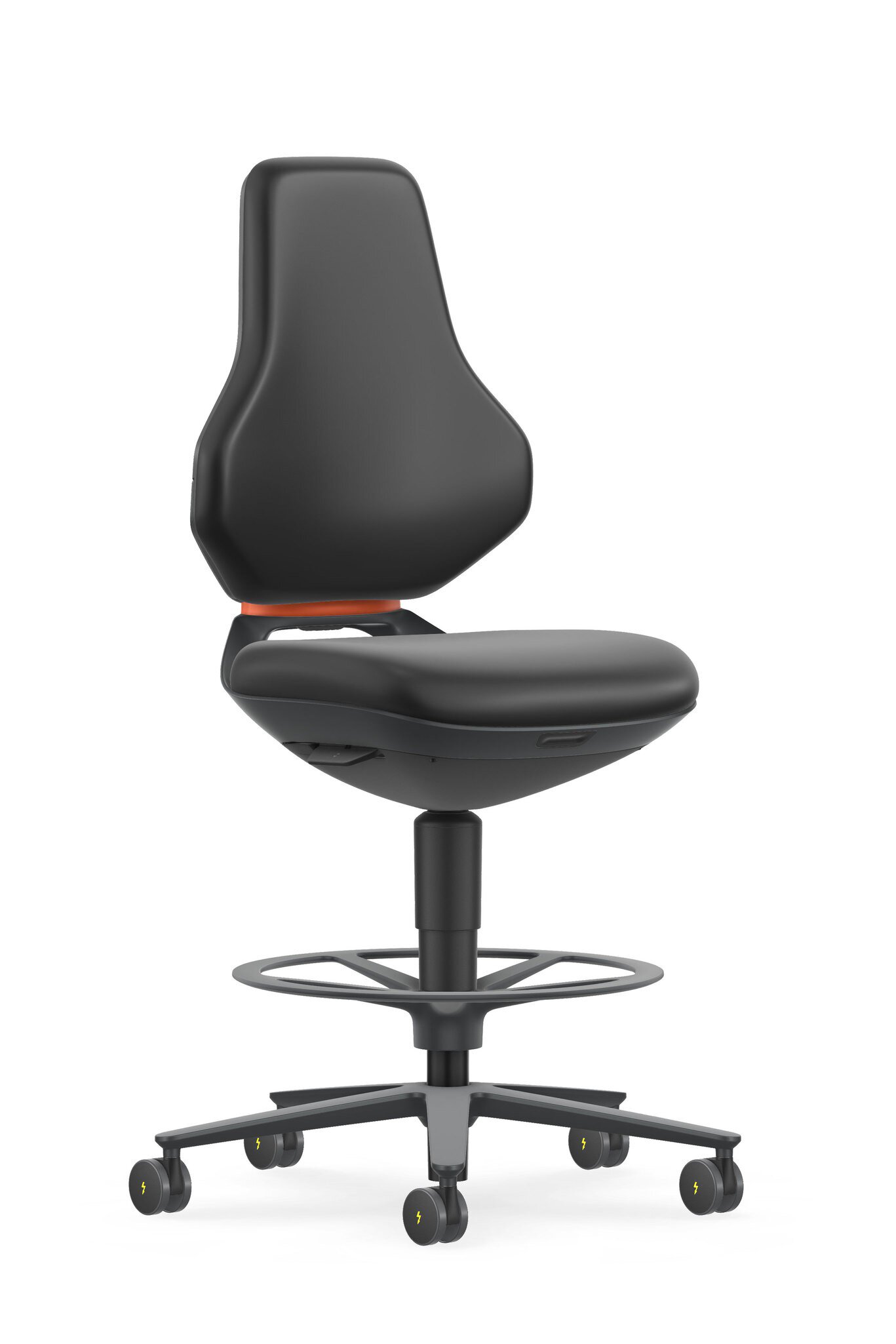 TEXON 4 siège de travail pivotant, avec roulettes d'assise-stop et repose-pieds, similicuir Magic noir #zoom-1