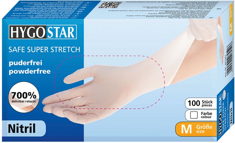 Guanto in nitrile Hygostar SAFE SUPER STRETCH, bianco, taglia XS, senza polvere #2