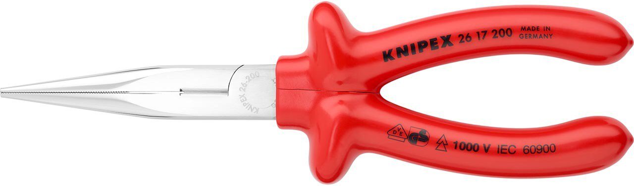 Needle nose pliers with cutting edge (cranesbill pliers), chrome-plated, dip-insulated, 200 mm #zoom-3