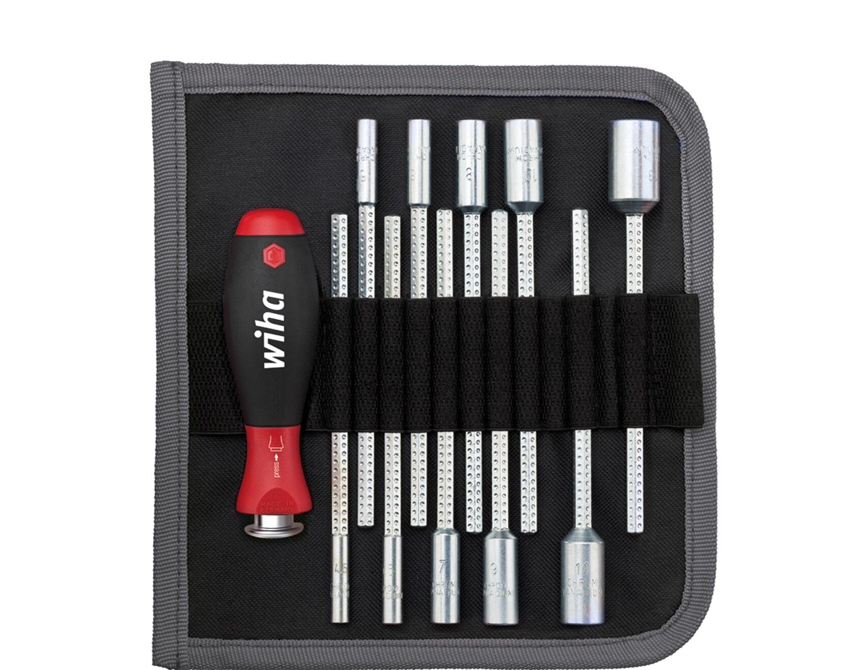 Screwdriver with interchangeable blades Set SYSTEM 6 12-piece hexagon socket wrenches in roll-up case (27713) #zoom-1