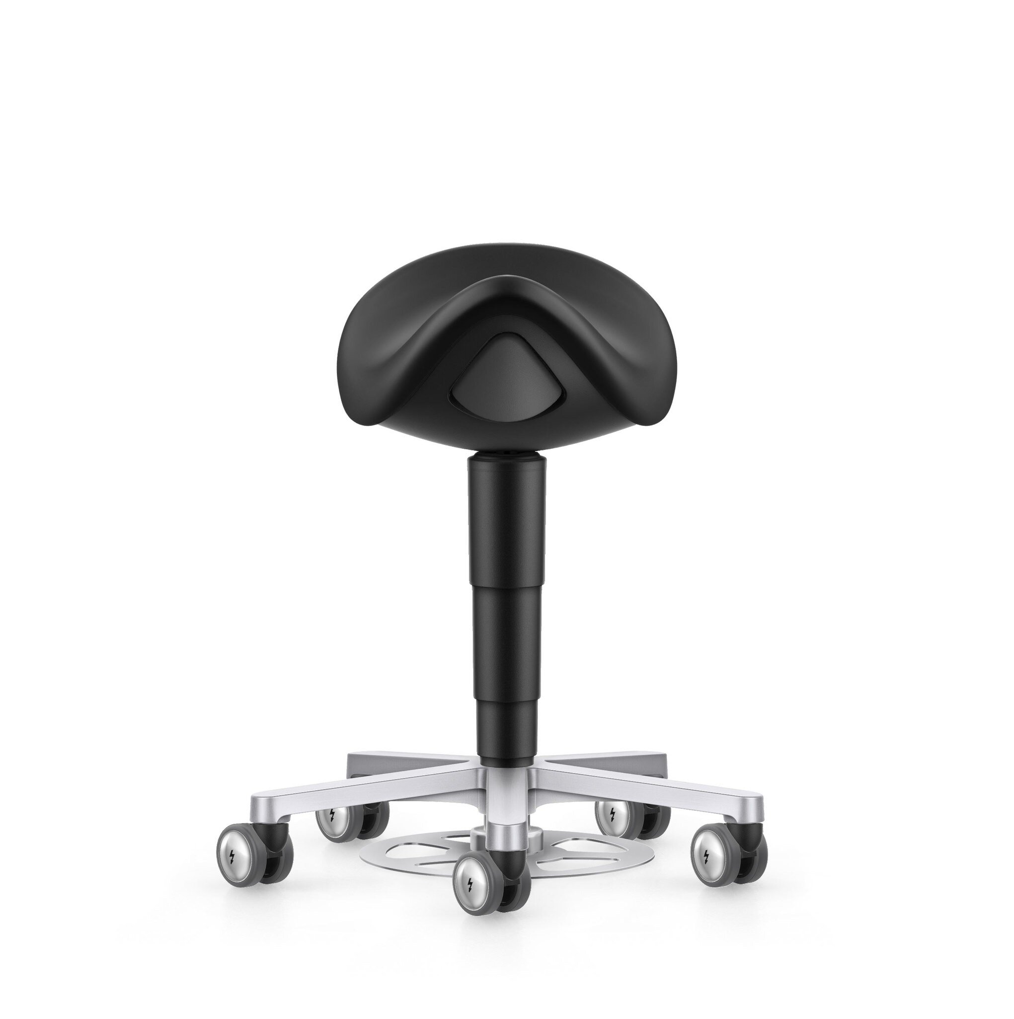Cleanroom saddle stool, with castors, foot release, imitation leather Magic black #zoom-2