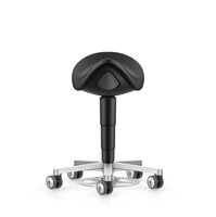 Cleanroom saddle stool, with castors, foot release, imitation leather Magic black #thumbnail-2