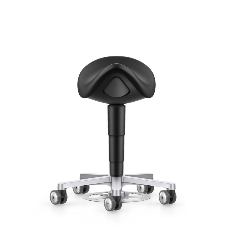 Cleanroom saddle stool, with castors, foot release, imitation leather Magic black #2