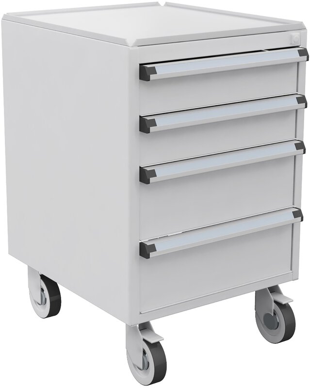 ESD-Schubladenblock 45/56, 4 Schubladen: 2x100, 2x150 mm, 100 % Auszug + Rollen