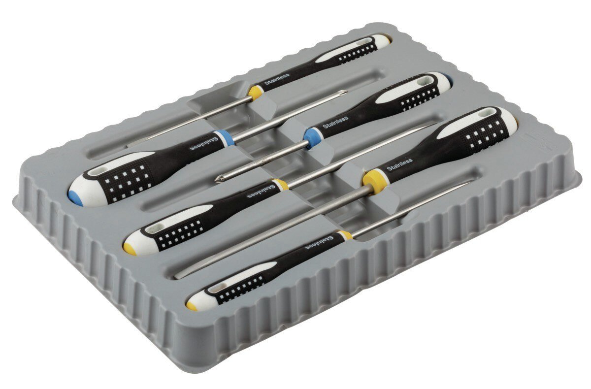 ERGO™ roestvrijstalen schroevendraaierset voor gleuf- en Pozidriv-schroeven, 6 stuks. #zoom-1