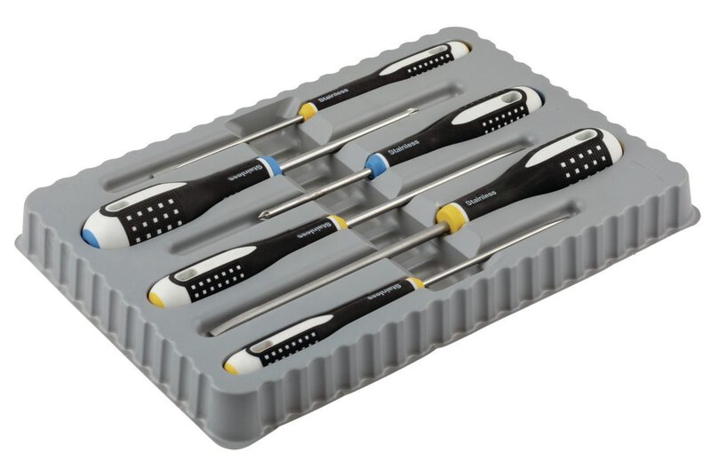ERGO™ roestvrijstalen schroevendraaierset voor gleuf- en Pozidriv-schroeven, 6 stuks. #1