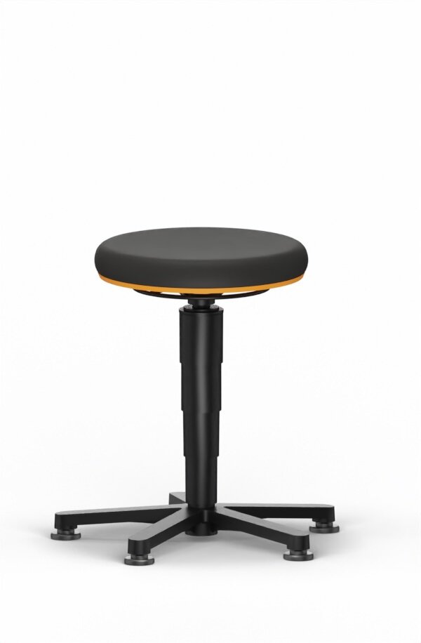 Allround Hocker 1, mit Gleiter, Kunstleder Magic schwarz, Farbring orange #zoom-1