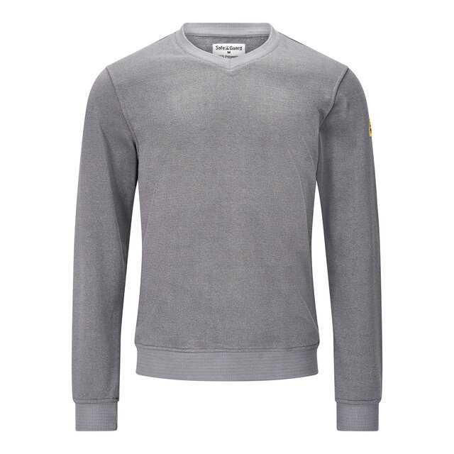 Bluza ESD z dekoltem w serek, szara, krój Comfort-Fit