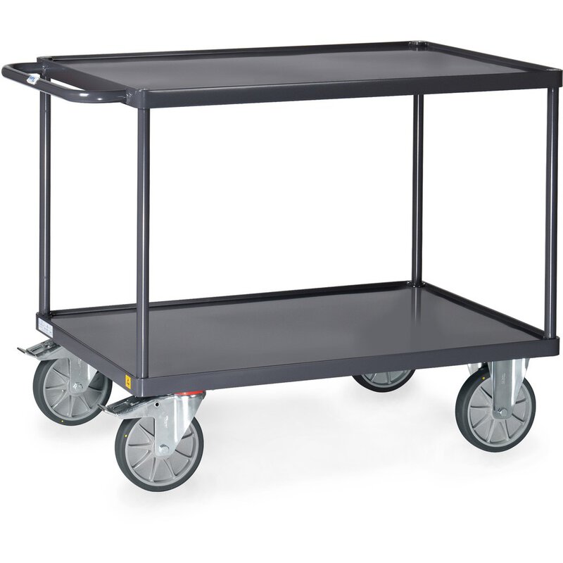 ESD-Tischwagen, Stahlblech-Wannen, Ladefläche 1.000 x 600 mm