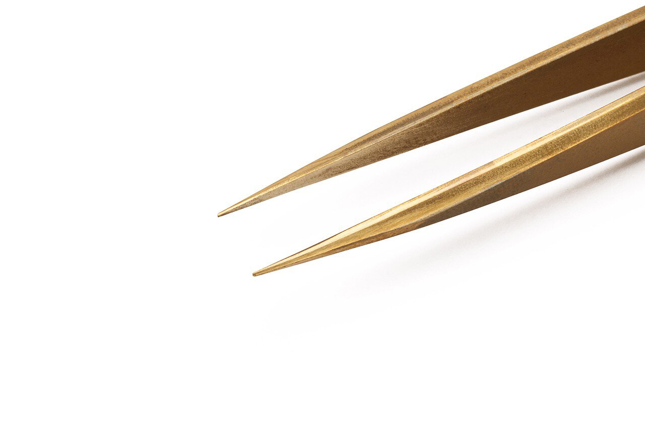 AM precision tweezers fine, straight tips, brass, 127 mm #zoom-3