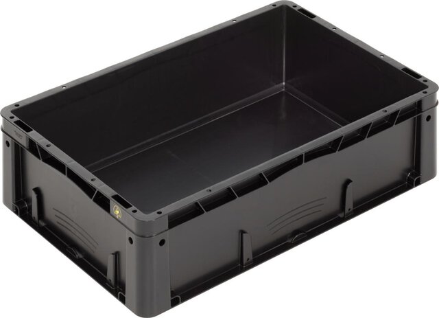 ESD Behälter BL Futura, Muschelgriffe, schwarz, 600 x 400 x 175 mm