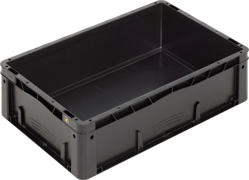 ESD container BL Futura, shell handles, black, 600 x 400 x 175 mm #1