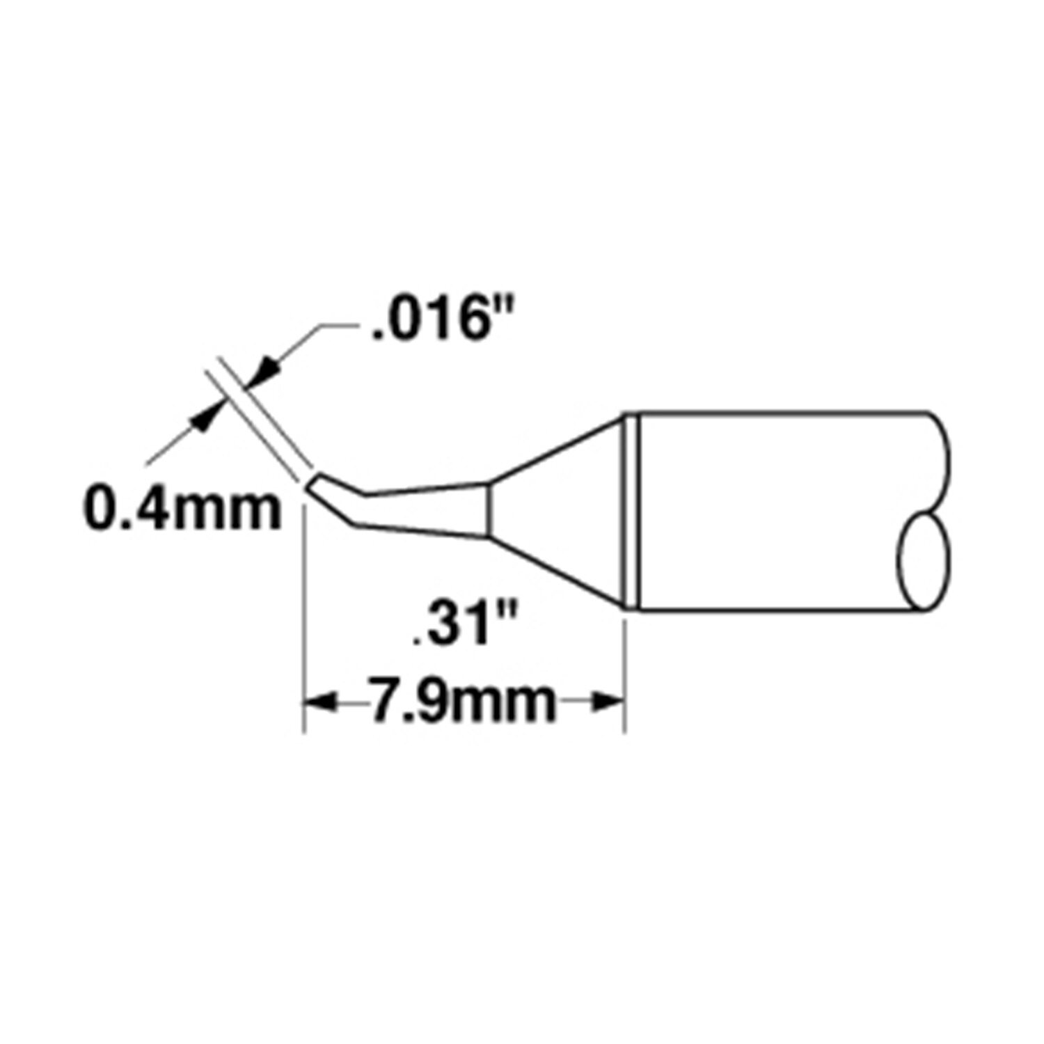CVC Solder Tip, Tapered, 0.6 x 0.8 mm, 600 Series #zoom-3