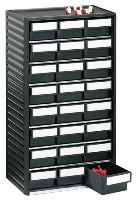 ESD-Kleinteilemagazin, 24 Schubladen, 310x180x550 mm
