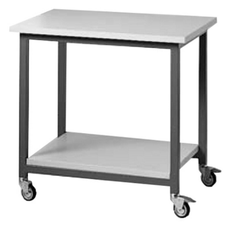 ESD side trolley Basic, grey, castors, manually adjustable, ESD laminate, 600x800mm