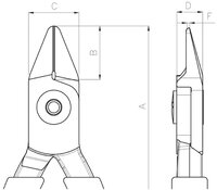 Kompakter Seitenschneider mit konischem und ausgekehltem Kopf und orangefarbenen PVC-Griffen 115 mm, Industrieverpackung #thumbnail-2