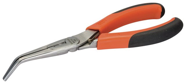 ERGO™ Flachrundzangen mit Zwei-Komponenten-Griffen und um 45° abgewinkelter Spitze, verchromt, 160 mm, Industrieverpackung