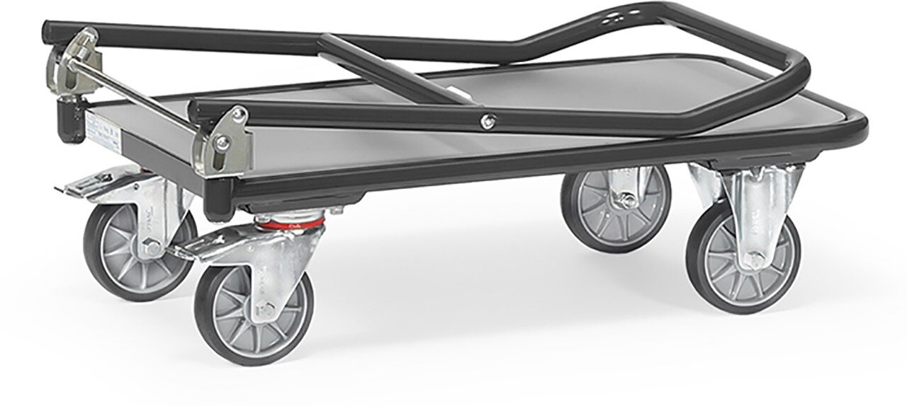 Chariot pliable "GREY EDITION", charge max. 250kg , barre de poussée pliable, 720x450mm #zoom-3