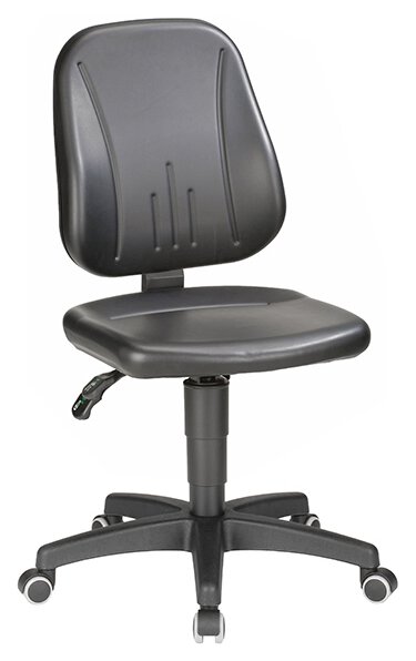 Sedia da lavoro Unitec 2 con rotelle, finta pelle nera #zoom-1