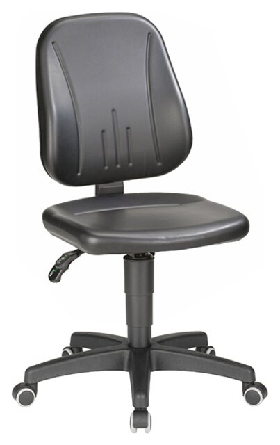 Chaise de travail Unitec 2 à roulettes, cuir synthétique noir