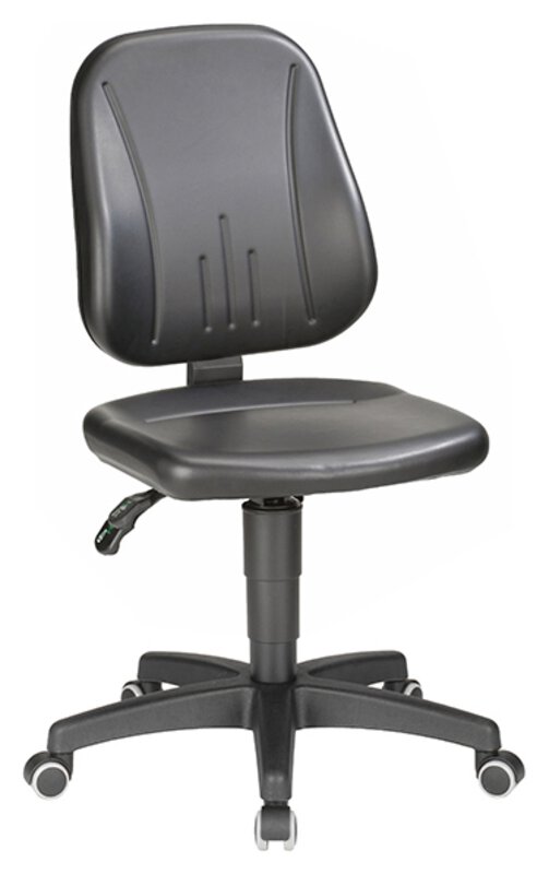 Sedia da lavoro Unitec 2 con rotelle, finta pelle nera