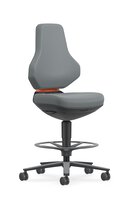TEXON 4 siège de travail pivotant, avec roulettes d'assise-stop et repose-pieds, Skintec gris #thumbnail-1
