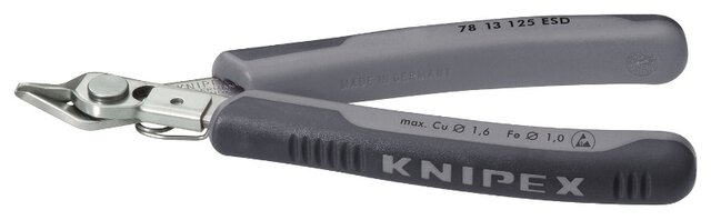 ESD Electronic-Super-Knips®, Seitenschneider, fein, mit Drahtklemme, 125 mm