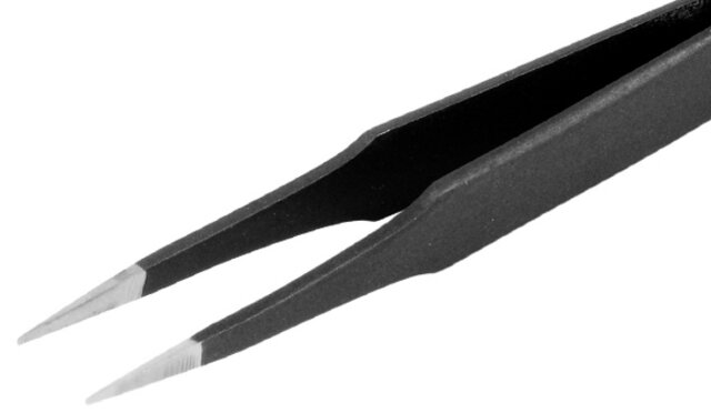 Pęseta ESD, z mocnymi końcówkami i ostrymi ostrzami, 120 mm