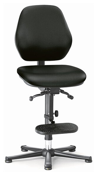 Chaise ESD BASIC 3, patins, marchepied, contact permanent, cuir synthétique noir #zoom-1