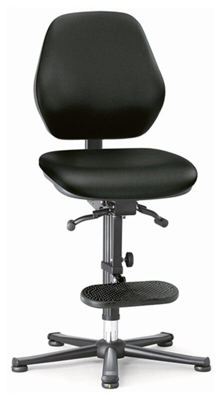 Chaise ESD BASIC 3, patins, marchepied, contact permanent, cuir synthétique noir
