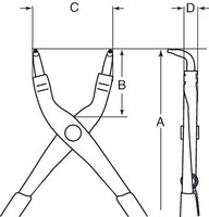 Pliers for internal retaining rings with 90° angled jaws, burnished, 300 mm #thumbnail-3