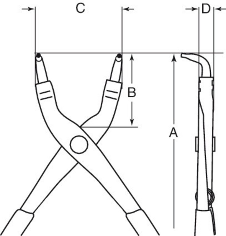 Pliers for internal retaining rings with 90° angled jaws, burnished, 300 mm #3