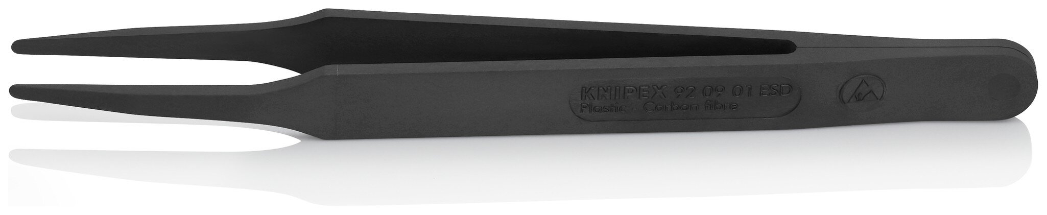 ESD plastic tweezers, smooth, blunt, carbon fiber reinforced plastic, 115 mm #zoom-1