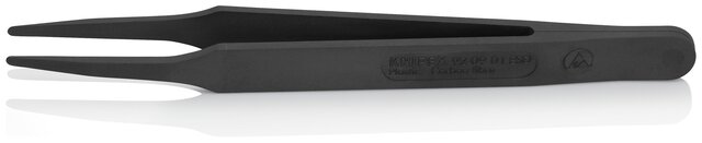 ESD Kunststoffpinzette, glatt, stumpf, kohlefaserverstärkter Kunststoff, 115 mm