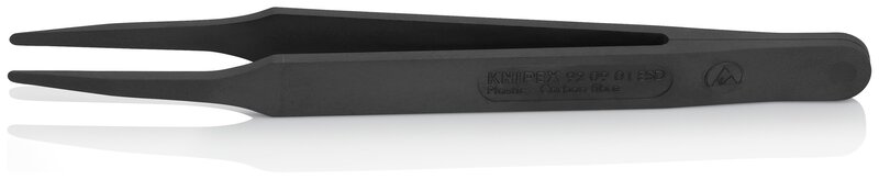 ESD plastic tweezers, smooth, blunt, carbon fiber reinforced plastic, 115 mm #1