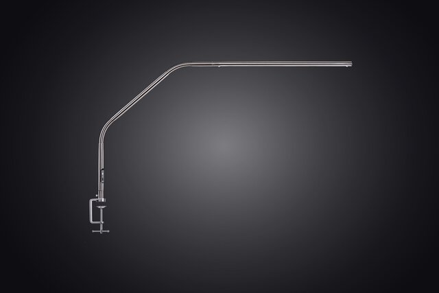 Slimline 4 Table, brushed steel, table lamp