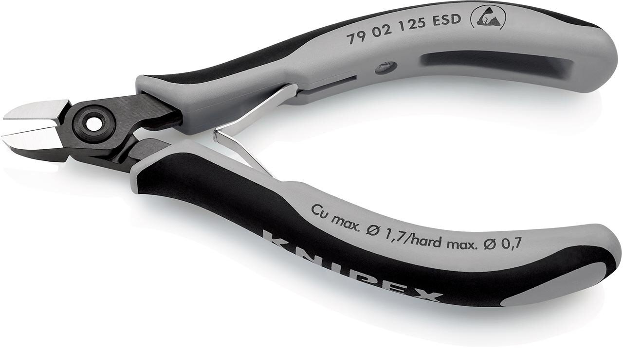 Precyzyjne elektroniczne nożyce boczne ESD z wieloskładnikowymi tulejkami, czernione, 125 mm (SB-kartka/blister) #zoom-1