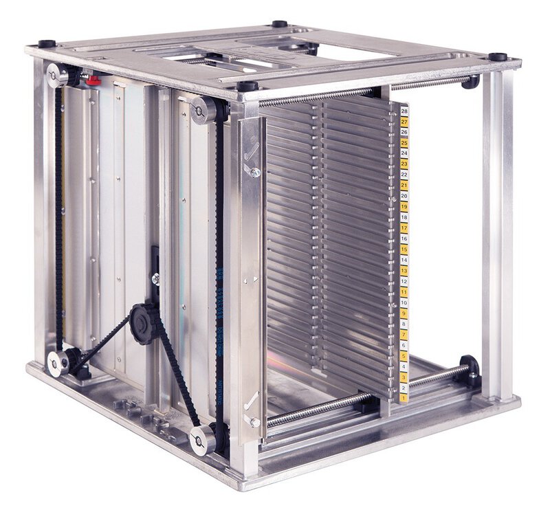 Leiterplattenmagazin, niedrige Bauhöhe 601.3, 28 Einschübe, Schraubklemmung