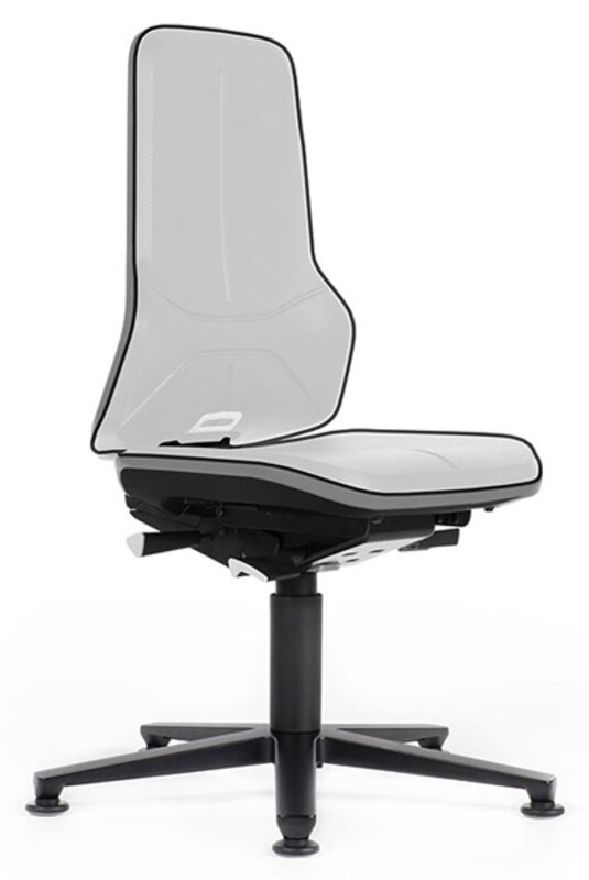 ESD Stuhl Neon 1 mit Gleiter, Flexband grau - Synchrontechnik, ohne Polster