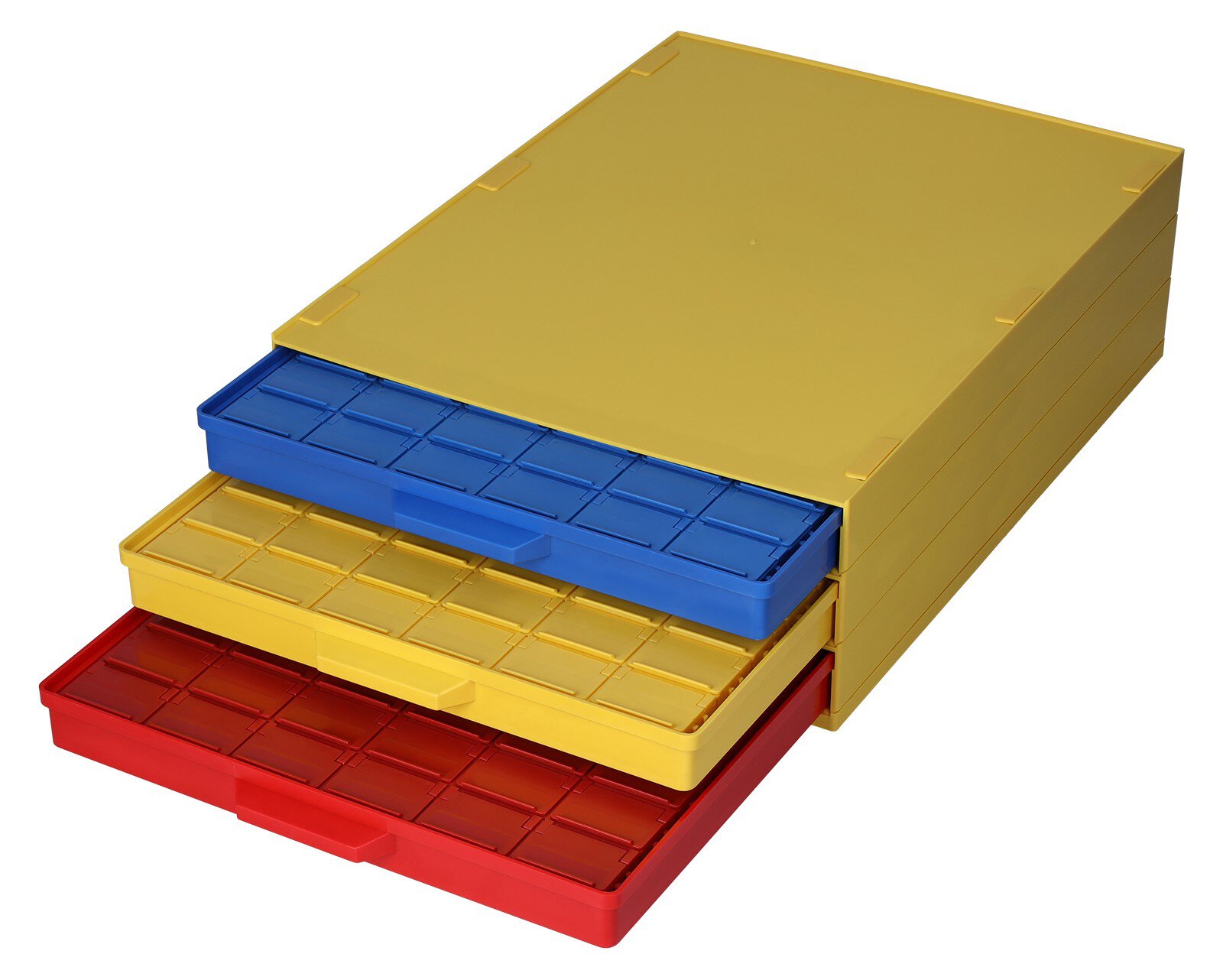 ESD SMD enclosure 340/22 ESD-DIS, 3 drawers á 72x SMD Box N2, colored #zoom-1