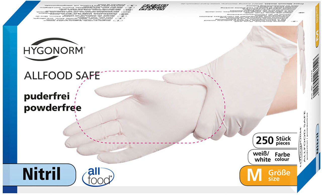 Hygonorm gant en nitrile ALLFOOD SAFE, blanc, taille M, non poudré #zoom-2