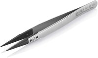 ESD tweezers with interchangeable tips, 0.6 x 0.7 mm, smooth, straight, premium stainless steel, 130 mm #thumbnail-3