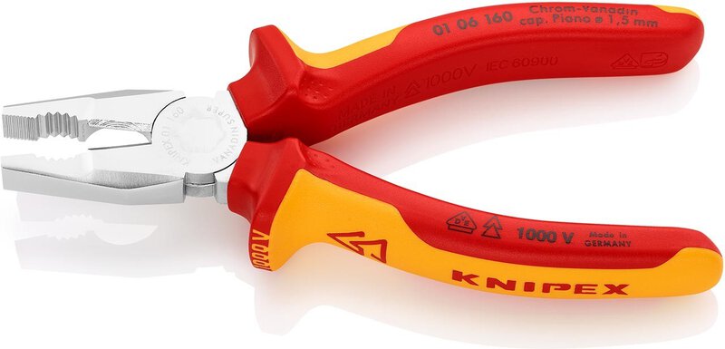 Pinze combinate al cromo vanadio, cromate, isolate, 160 mm #2