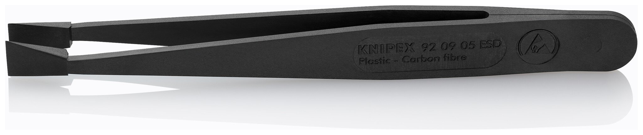 ESD Kunststoffpinzette, glatt, stumpf, kohlefaserverstärkter Kunststoff, 115 mm #zoom-1