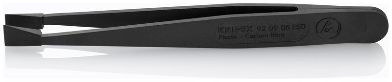 ESD Kunststoffpinzette, glatt, stumpf, kohlefaserverstärkter Kunststoff, 115 mm #1