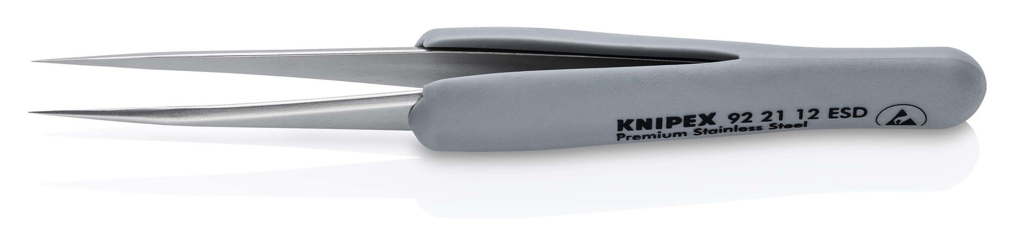 ESD precision tweezers with rubberized handle, smooth, 112 mm #zoom-1